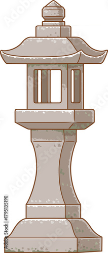 Illustration of Japanese stone lantern.