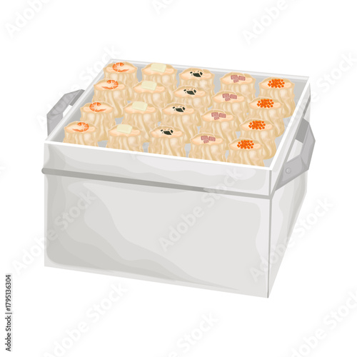 Vector Illustration Logo Clip art Street Food Dimsum Dumplings Siu mai or Shomai