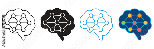 Neural network icon set ,Multiple  Style Vector Illustration.