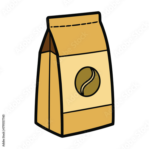 A sleek coffee packaging bag with bold labels and rich bean illustrations, sealed tight to preserve aroma and freshness, offering a modern, premium look for any coffee lover.
