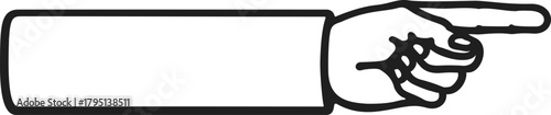 Horizontal arm with the index finger pointing forward or slightly upward in clean line art—ideal for commands, forward directions, presentations, or announcements in scalable vector format.