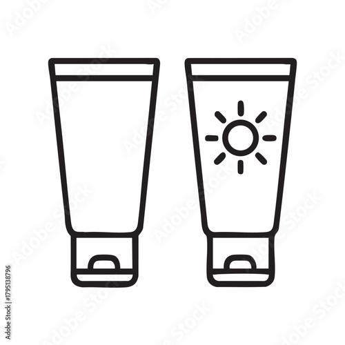 Two tubes of skincare products are displayed one featuring a sun icon signifying sun protection