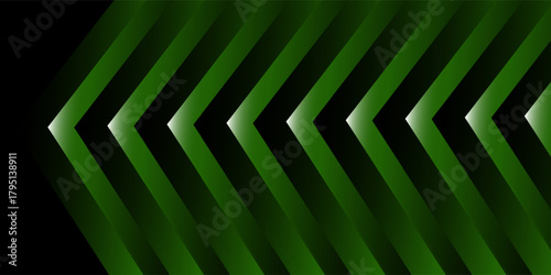 Green neon glowing arrows technology abstract background. Futuristic laser graphic vector design