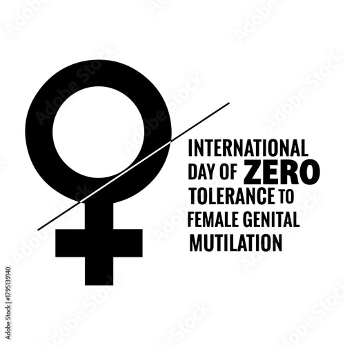 Vector illustration depicting international day of zero tolerance to female genital mutilation with symbol crossed out