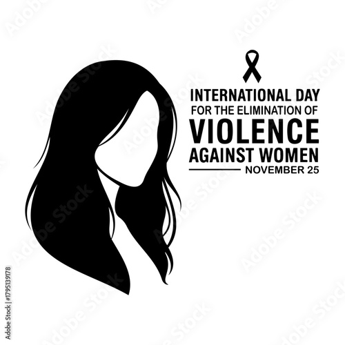 Vector illustration for international day for the elimination of violence against women with ribbon and woman
