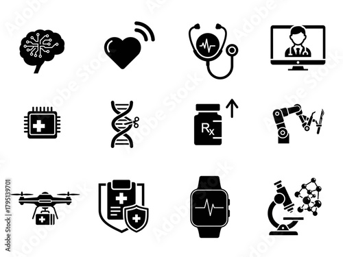 Digital Health and MedTech Icon Set
