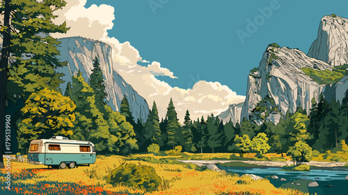 Vector illustration of a digital poster for a national park