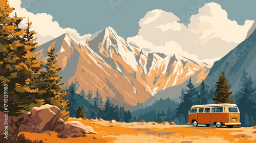 Vector illustration of a digital poster for a national park