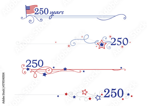 A set of American semiquincentennial 250th birthday divider lines
