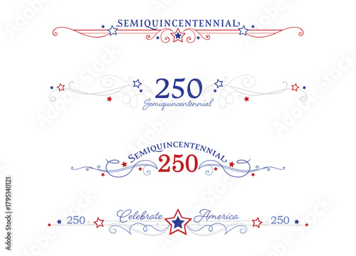 A set of American semiquincentennial 250th birthday divider lines
