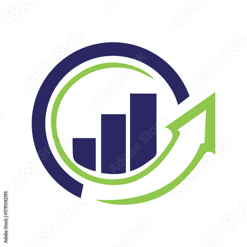 Business growth financial success bar chart outline icon with arrow indicating progress, financial growth, or business analytics.