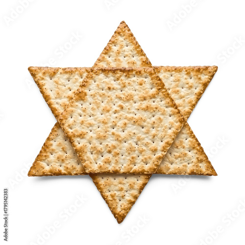 Matzo Star of David shape top view isolate on transparent background