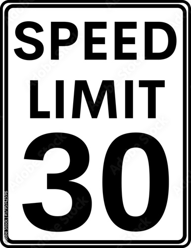 Speed limit 30 mph traffic sign