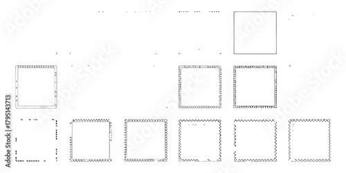Collection of hand drawn square and rectangular frames with decorative borders and simple outlines