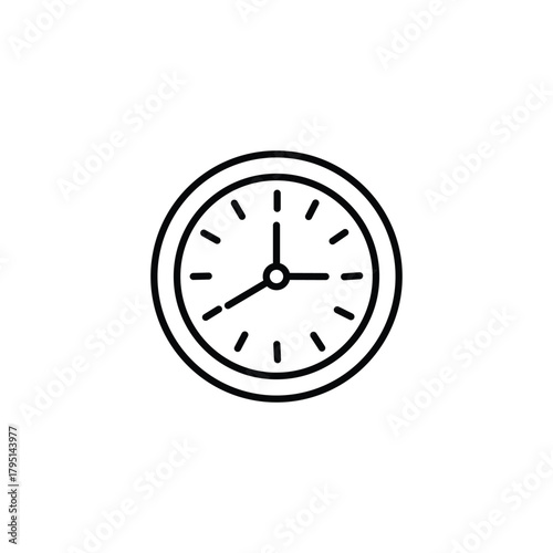 Clock line icon representing time, schedule, deadline, and planning. Perfect for apps, reminders, productivity tools, office tasks, business timelines, calendars, and time-management design projects.