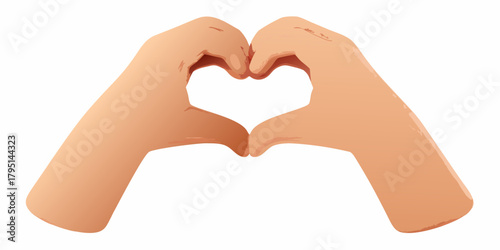 Two hands forming a heart shape gesture of love and affection against a white background
