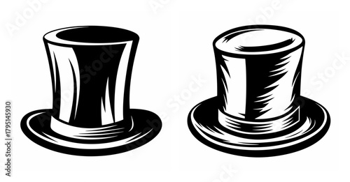 Two top hats classic magic hat accessory vintage formal wear party costume apparel detail