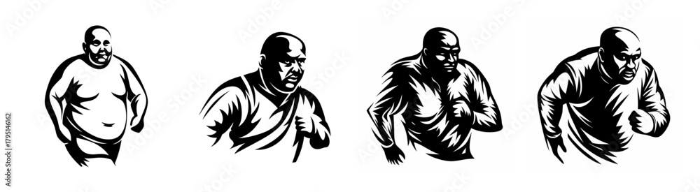 Fototapeta premium Dynamic sketch series capturing a man's motion from standing to running pose