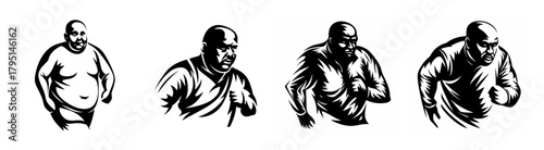 Dynamic sketch series capturing a man's motion from standing to running pose