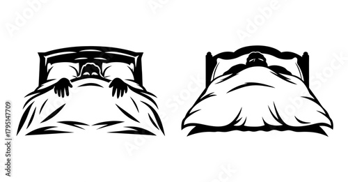 Scary monster under the bed hiding afraid in white bedroom illustration artwork