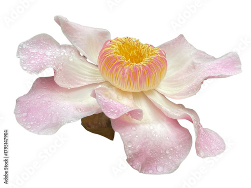 pink orchid isolated on white, Gustavia augusta, Gustavia, Gutzlaffia, LECYTHIDACEAE, Pink, green, flower, leaf, stop water, flower bloom, png