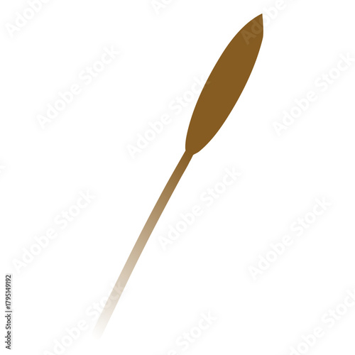 Brown cattail reed plant illustration with elongated head and slender stem