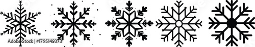 Doodle snowflake. Vector illustration of a snowflake in black and white color.Snowflake Silhouette vector black color and solid white background.Snowflake Silhouette vector black color 