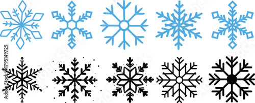 Doodle snowflake. Vector illustration of a snowflake in black and white color.Snowflake Silhouette vector black color and solid white background.Snowflake Silhouette vector black color 