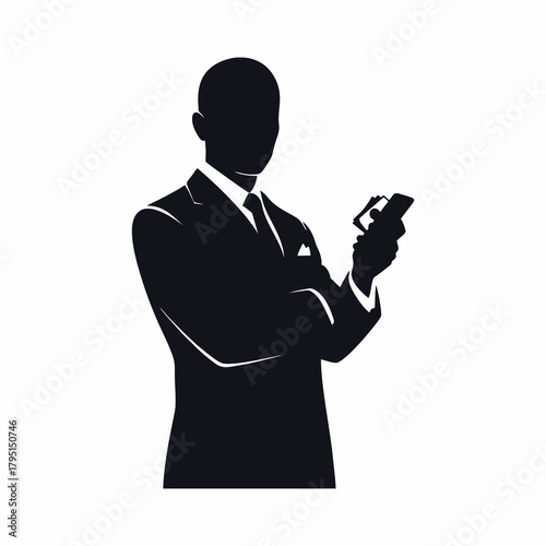 vector silhouette of a millionaire with a white background