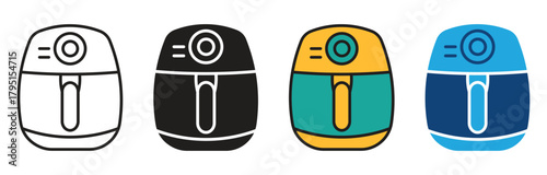  Air fryer icon set. Cooking fry appliance icon simple vector. Deep fryer. Oil basket . vector illustration.