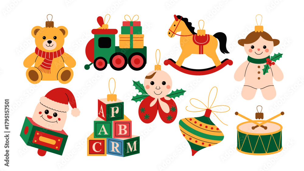 Obraz premium Festive Ornament Collection: A delightful assortment of festive ornaments, each exuding charm and holiday cheer, perfect for decorating a tree and spreading joy.