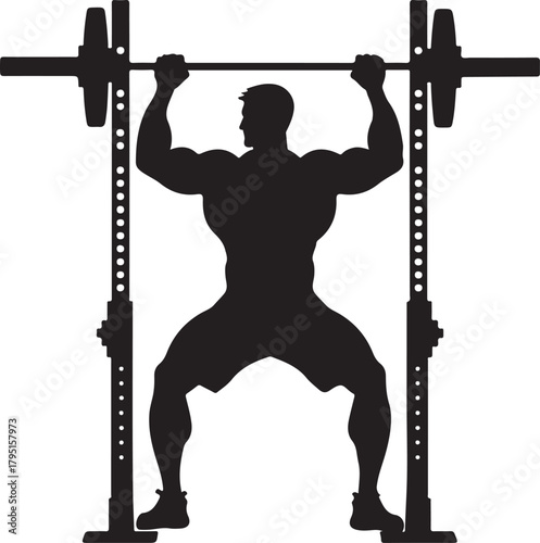 Barbell Squat Silhouette Design.
