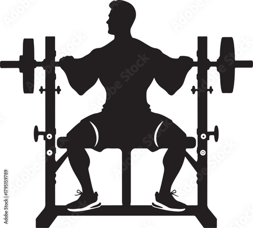 Barbell Squat Silhouette Design.