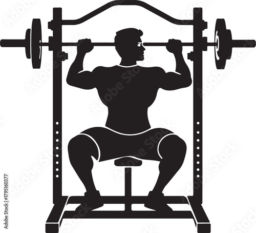 Barbell Squat Silhouette Design.
