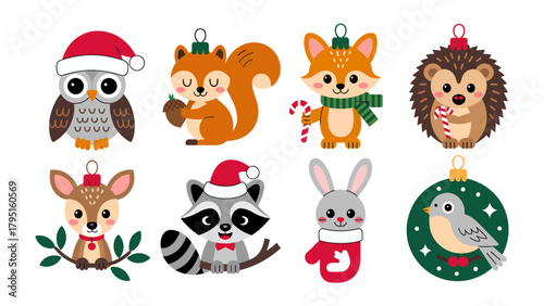 Festive Forest Friends: A collection of adorable animal ornaments, each dressed for the season, ready to bring cheer and warmth to your holiday decorations. 