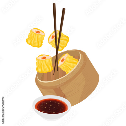 Vector Illustration Logo Clip art Levitation Siu Mai Chinese Dumplings