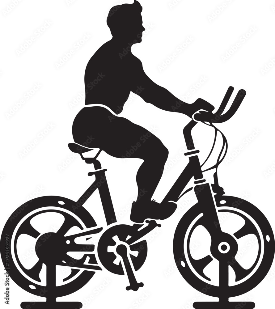 Obraz premium Exercise Bike Silhouette Vector