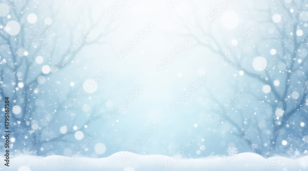 Naklejka premium Watercolor Winter Sky With Snowflakes.