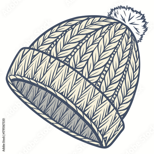 Cozy knitted winter hat with a fluffy pom pom perfect for cold weather protection