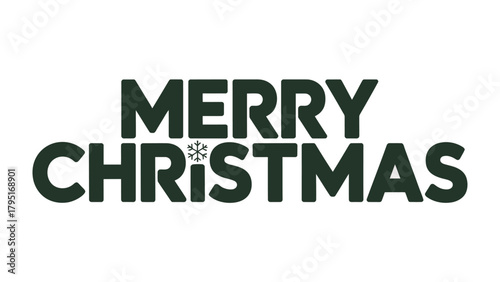 Merry Christmas: Festive Text with Snowflake Detail. Embrace the spirit of the season with a cheerful message and a delicate snowflake accent.  