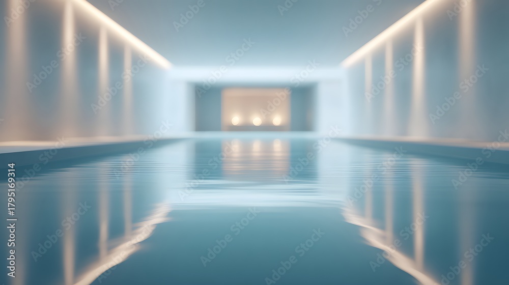 Fototapeta premium Indoor Pool with Reflected Lighting