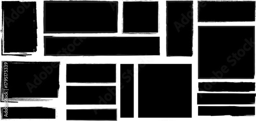 Text box frame brush rough crayon shape set. Vector illustration.