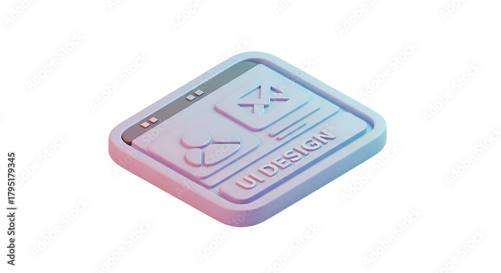 Fototapeta premium 3d icon of isometric ui design concept, showcasing user interface and user experience elements