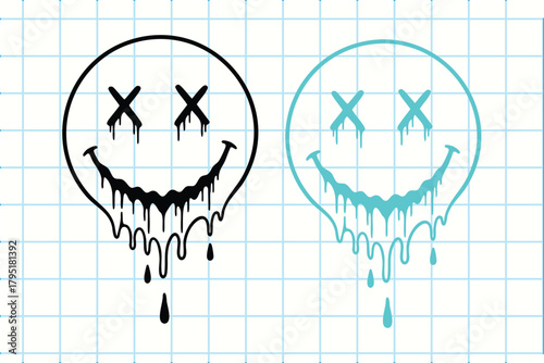 Smiley face with dripping effect