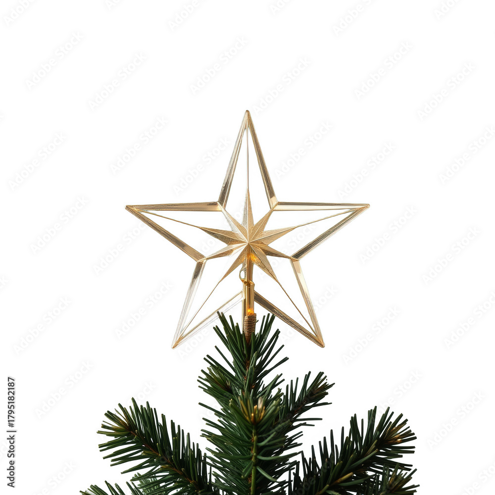 Fototapeta premium Transparent background Christmas tree topper star