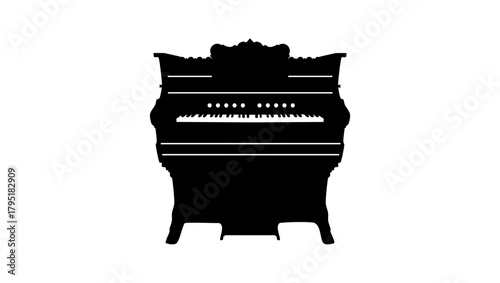 organ piano, black isolated silhouette