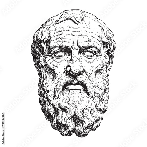 Ancient philosopher bust drawing classical wisdom study
