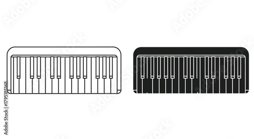 Pair of Keyboard Instrument Icons in Black and White