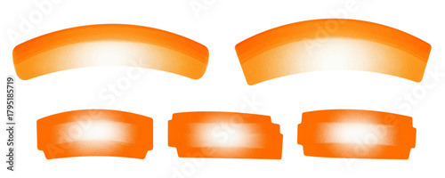 Glossy orange 3D rendered segments, segment shapes, modern digital elements for UI design, curved abstract geometric components, technology concept.