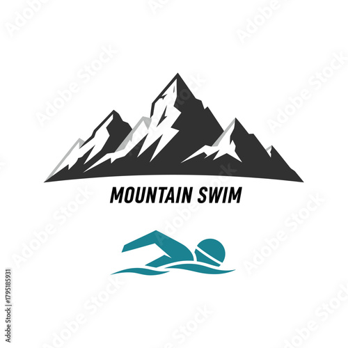 Mountain Swim Adventure Sport Triathlon Logo